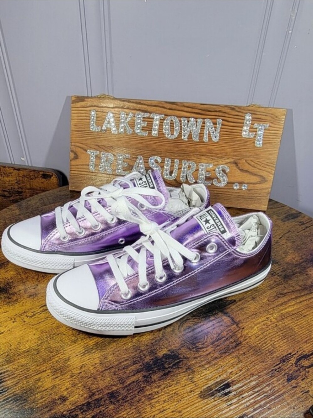 Converse Chuck Taylor All Star Metallic Purple Low Top Sneakers White Accents